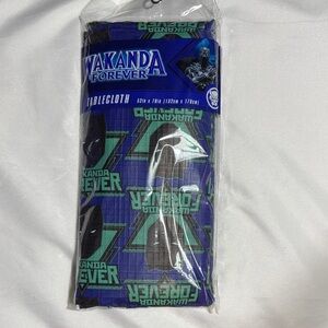 Marvel Wakanda Forever Tablecloth - Blue and Green Black Panther Design